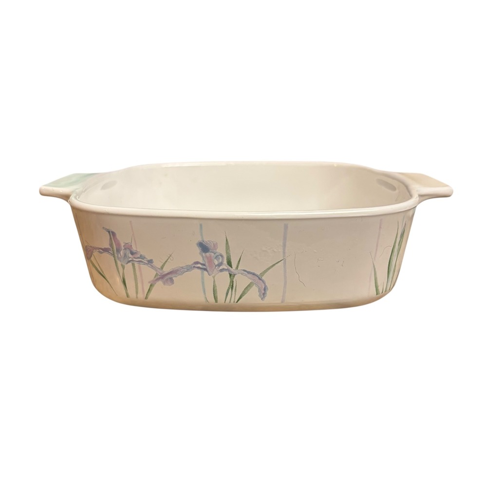 Corning Ware A-1-B 1 Liter‎ Casserole Dish Floral Iris Square Baking Pan